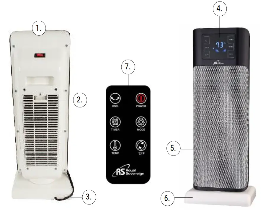 Royal Sovereign Digital Ceramic Tower Heater HCE-220 - PRODUCT VIEW