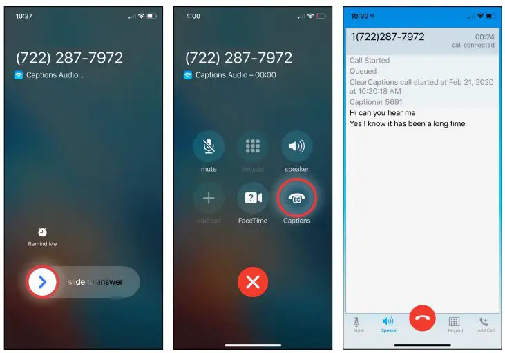 ClearCaptions Mobile App User Guide - Accepting a call while phone is locked