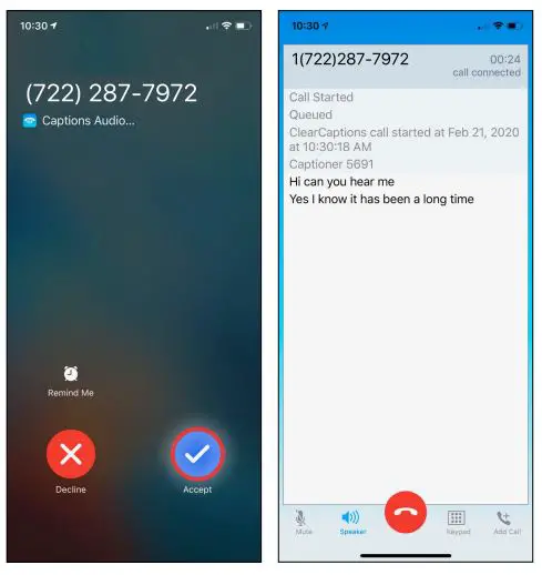 ClearCaptions Mobile App User Guide - Accepting a call while phone is unlocked