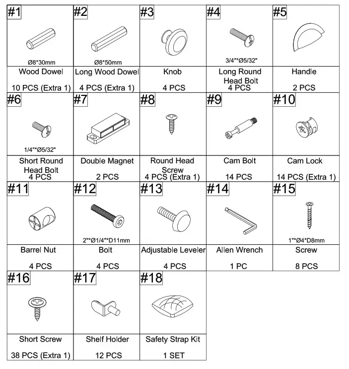 CROSLEY Pantry CF3114 - Hardware List