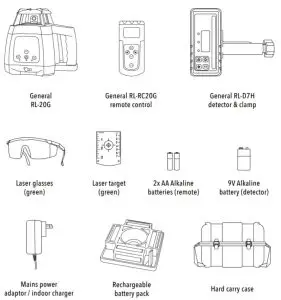Spot on RL 20G Rotary Laser Level - Item Checklist