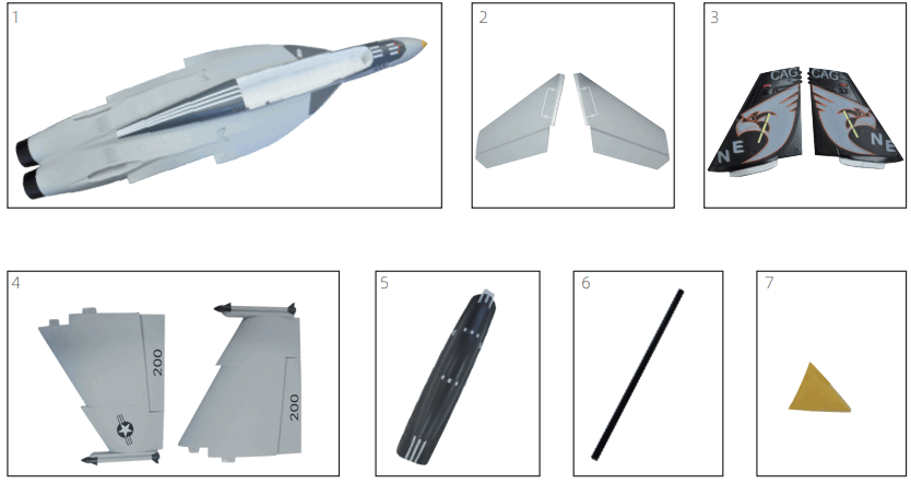 EACHINE F 18 EDF BNF Basic and PNP Jet - Box Contents