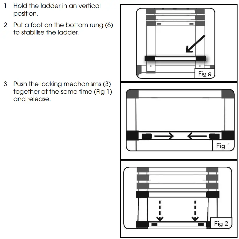 Clarke TL-2C Telescopic Ladder Instruction Manual - TO CLOSE THE TELESCOPIC LADDER
