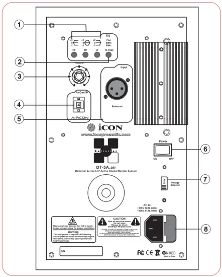 ICON DT 5A air Active Studio Monitor - Panel