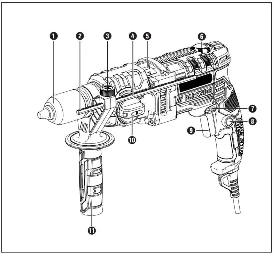 PARKSIDE PSBM 1100 B1 2 Speed Hammer Drill - figure 1