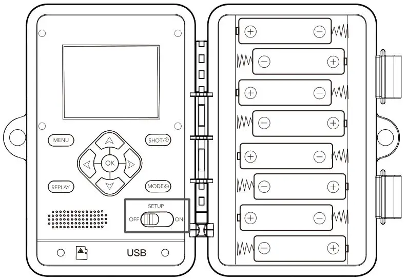 WILDPIX Professional game camera with night watch - Battery Installation