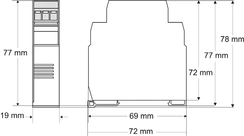 novus DigiRail 4C Digital Counter Input Module - Dimensions