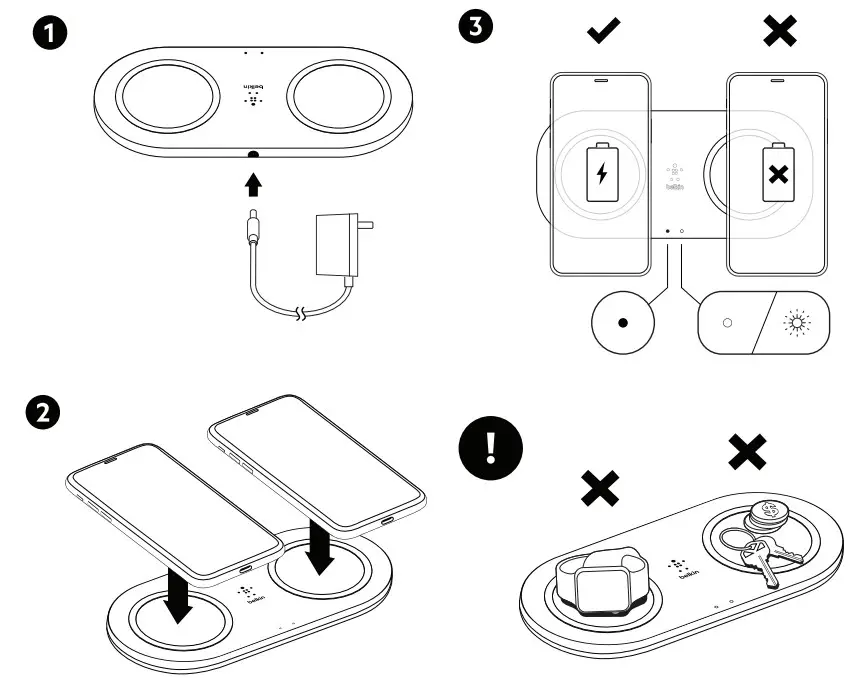 belkin WIZ008 Wireless Charging Dual Pads 15W