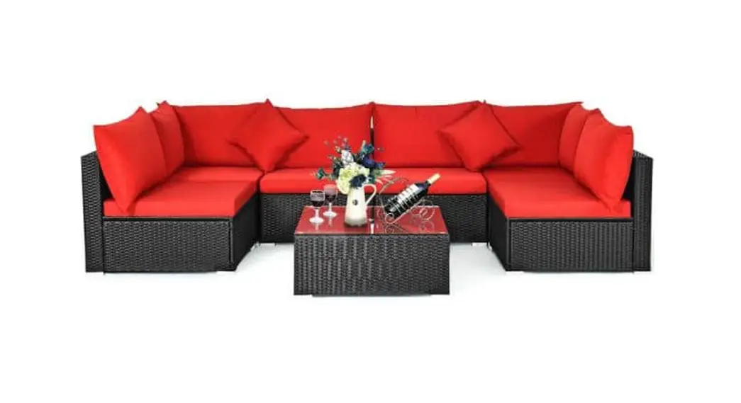 7-piece Wicker Outdoor Sectional Set With 14 Red Cushions And 2 Pillows User Manual 7-piece Wicker Outdoor Sectional Set With 14 Red Cushions And 2 Pillows User Manual