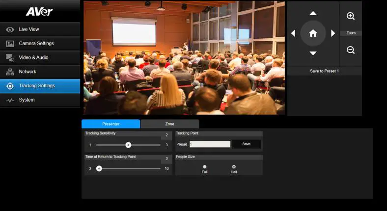 AVer Professional Tracking Camera- camera position