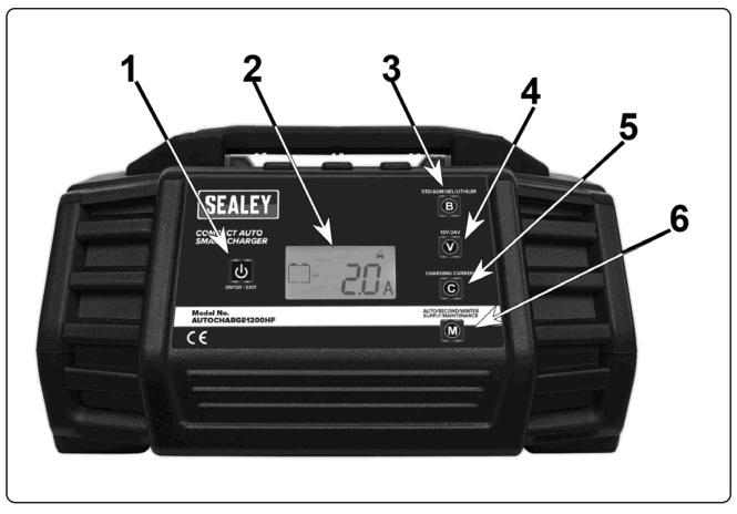 SEALEY AUTOCHARGE1200HF 12a 9-Cycle 12-24v Compact Smart Charger & Maintainer - fig1