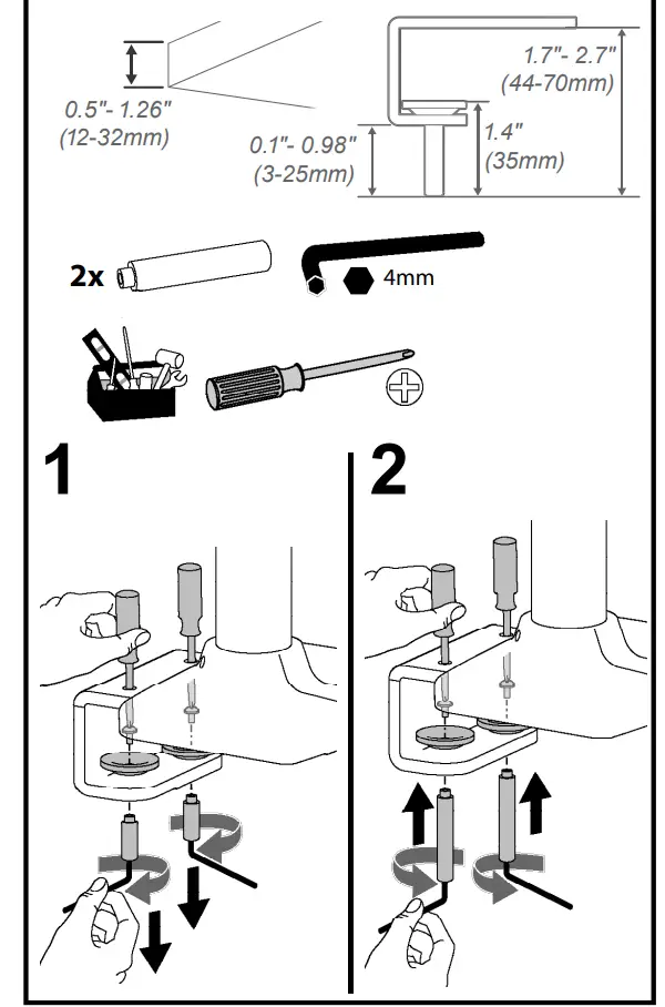 MXV Desk Mount Monitor Arm Mounting illustration