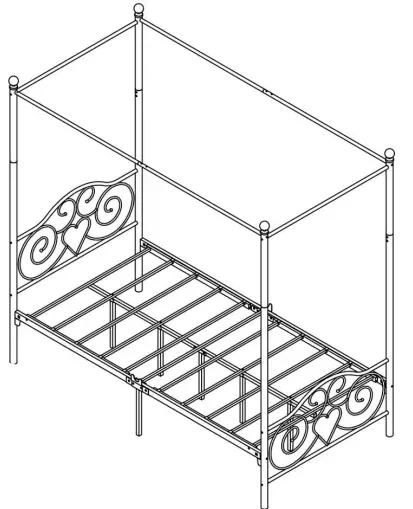GODEER 748F Metal Canopy Bed Frame with Vintage Style Headboard and Footboard-fig1