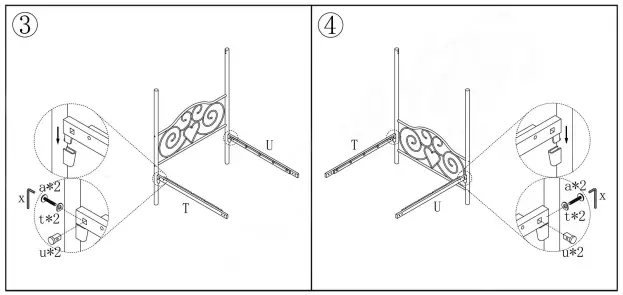GODEER 748F Metal Canopy Bed Frame with Vintage Style Headboard and Footboard-fig4