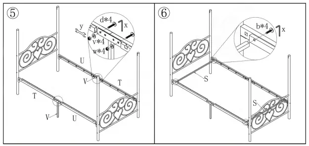 GODEER 748F Metal Canopy Bed Frame with Vintage Style Headboard and Footboard-fig5