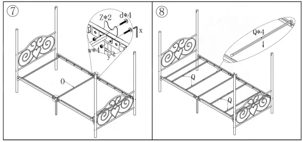 GODEER 748F Metal Canopy Bed Frame with Vintage Style Headboard and Footboard-fig6