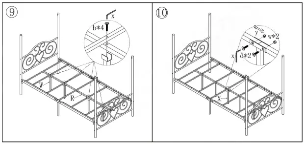 GODEER 748F Metal Canopy Bed Frame with Vintage Style Headboard and Footboard-fig7