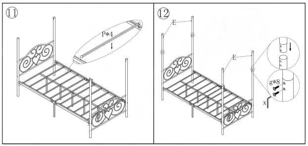 GODEER 748F Metal Canopy Bed Frame with Vintage Style Headboard and Footboard-fig8