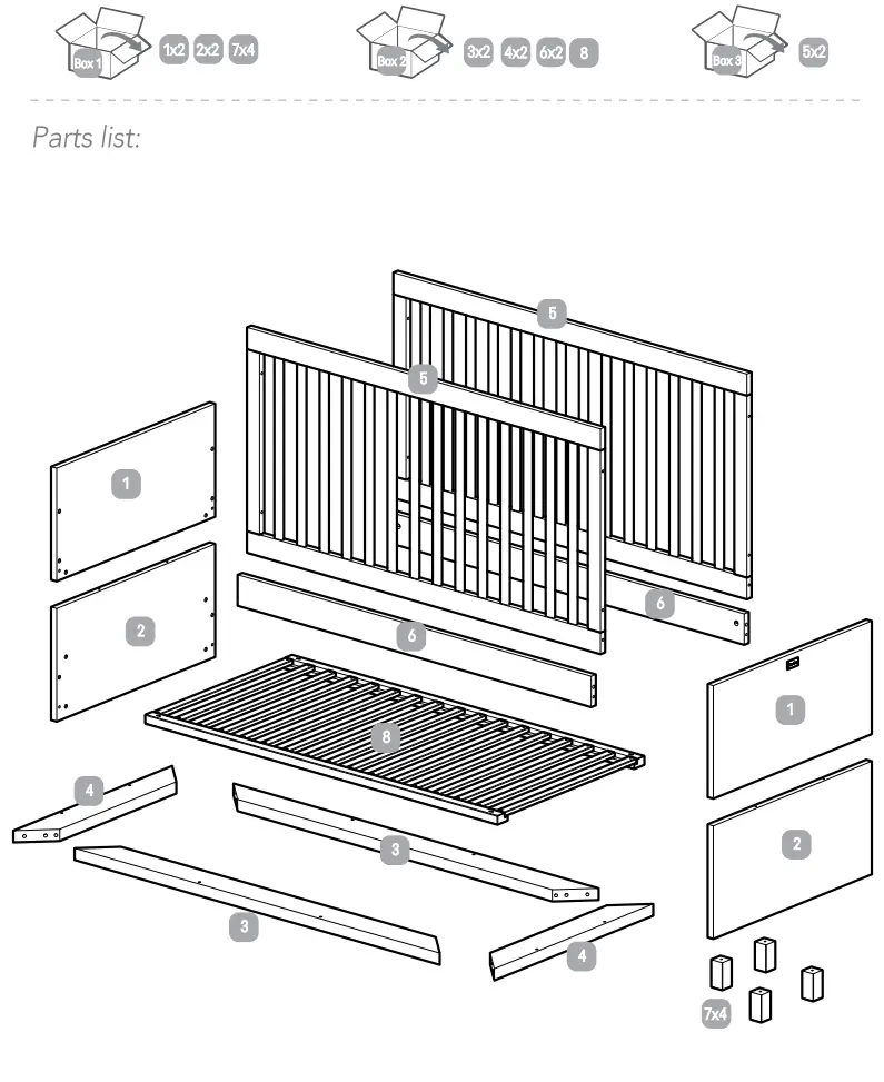 Silver Cross Hoxton Cot Bed amp Dresser Furniture Set - fig 1