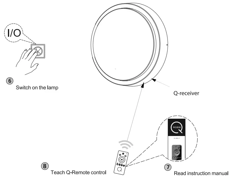 Paul Neuhaus Round Bulkhead LED Ceiling Lamp - teach remote