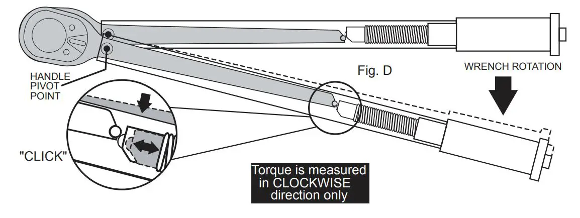 TACKLIFE HTW2A 1,2-Inch Drive Click Torque Wrench - WRENCH OPERATION