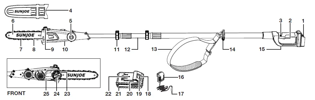 SUN JOE 24V-PS10-LTE Cordless Pole Chain Saw 2