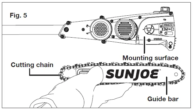 SUN JOE 24V-PS10-LTE Cordless Pole Chain Saw 7