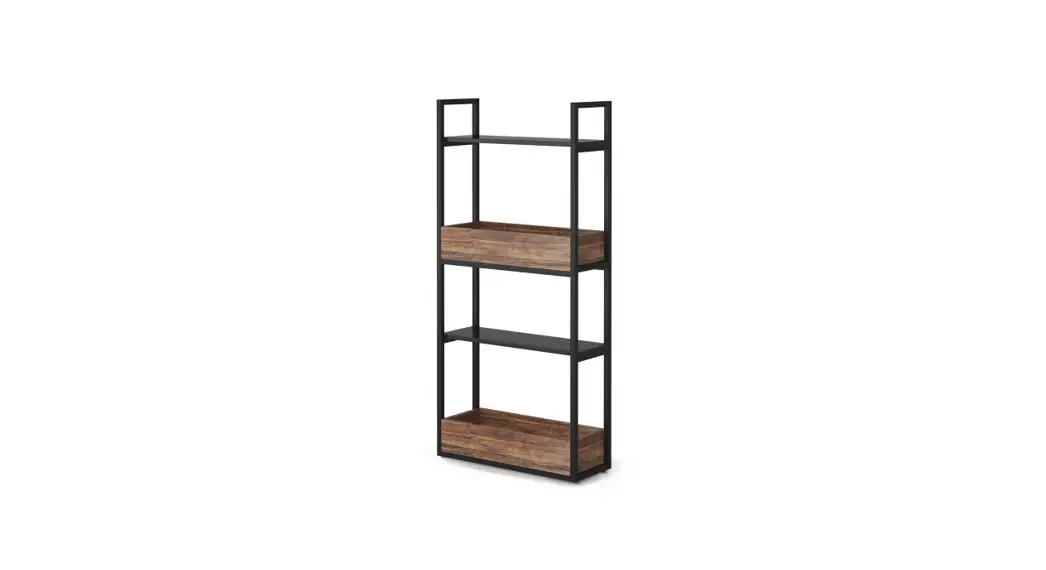 Homedepot Bb-hq0001dt 65.3 Inch Rustic Brown Wood And Metal Frame 4 Shelf Standard Bookcase With Units Open And Display Shelves Instruction Manual