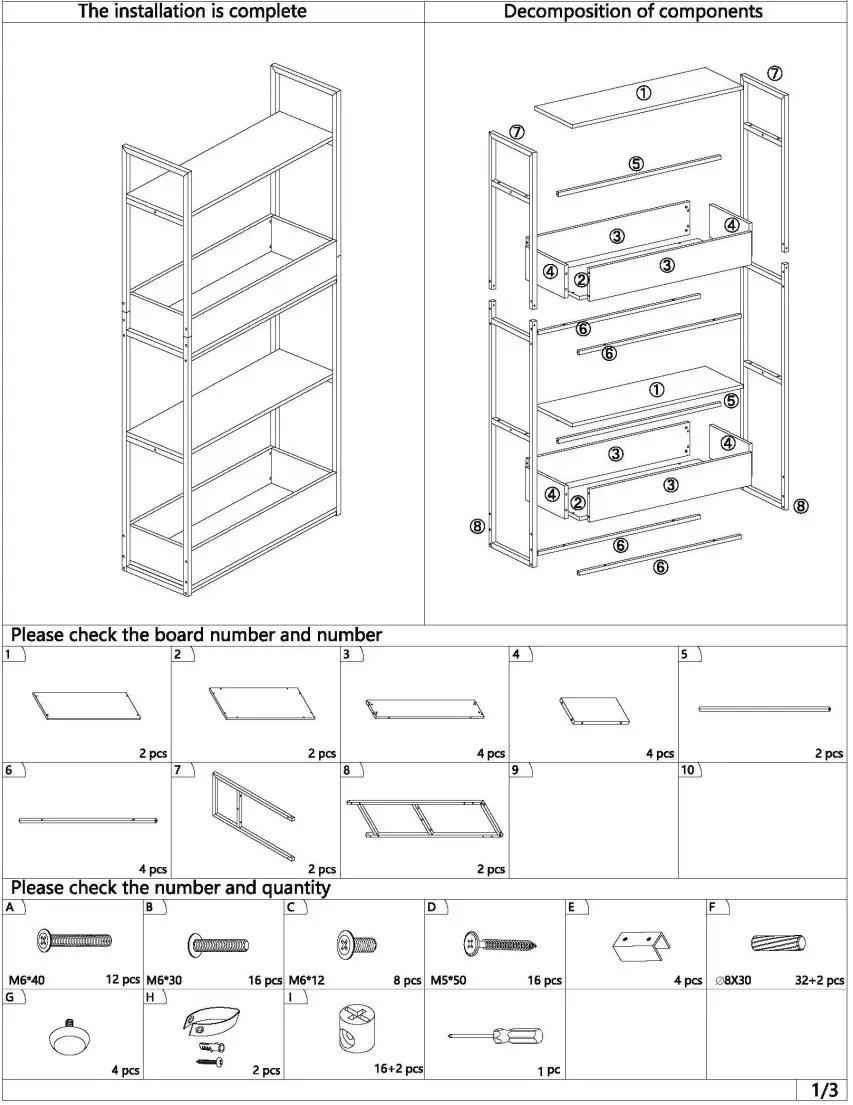 Wood and Metal Frame 4 Shelf Standard Bookcase with Units Open and Display Shelves - Fig