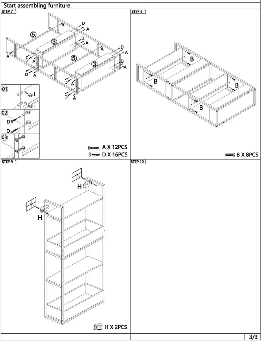 Wood and Metal Frame 4 Shelf Standard Bookcase with Units Open and Display Shelves - Fig2