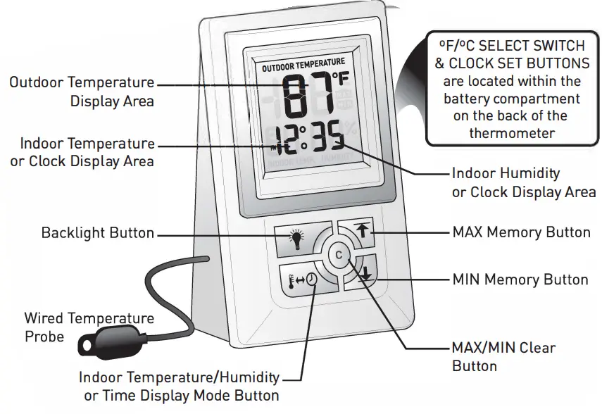 ACURITE 00891W3 Thermometer with Wired -OVERVIEW OF FEATURES