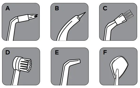 waterpik Water Flosser WP-100 Series - NOT ALL TIPS INCLUDED IN ALL MODELS