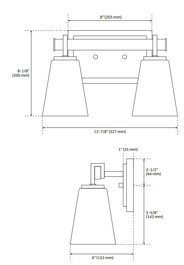 PARK HARBOR 939228 Hoxton 2 Light Frosted Glass Vanity Light Instructions - Product Overview