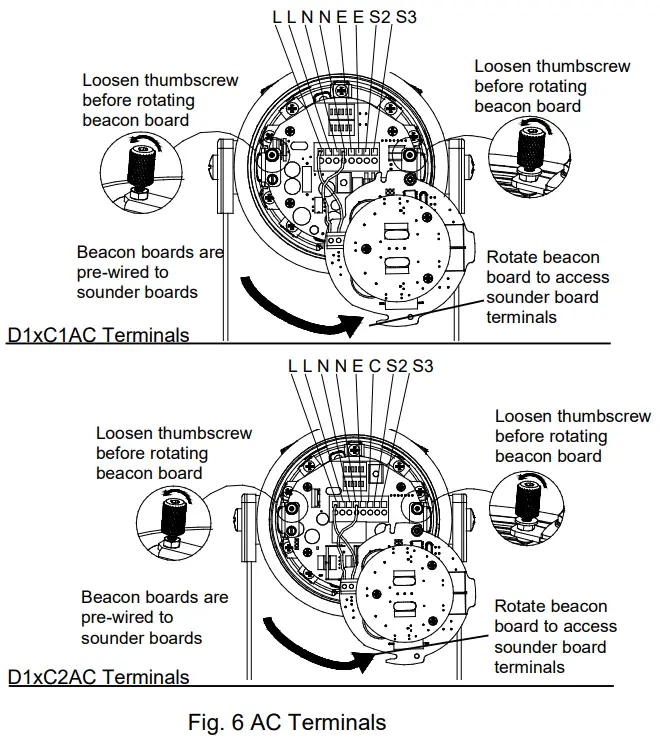 e2s warning signals D1xC1 Explosion Proof Alarm Sounder - terminals