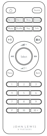 JOHN LEWIS TENOR HI-FI Music System -Remote control