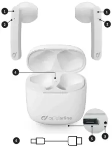 cellularline BTARIESTWSW Aries Wireless Stereo Bluetooth Earbuds with Charging Case - overview