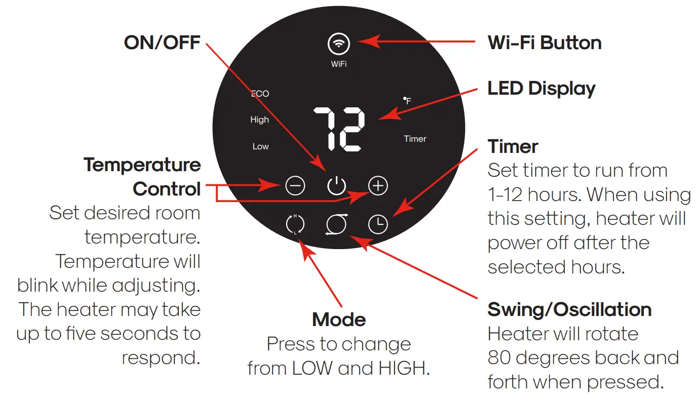 atomi smart AT1482 Smart WiFi Ceramic Tabletop Heater - fig 2