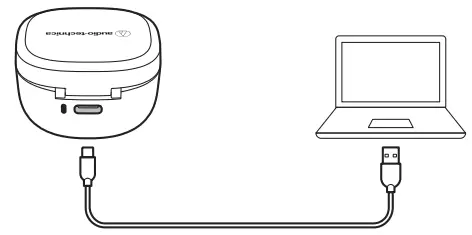 audio technica ATH SQ1TW Wireless Headphones - Charging