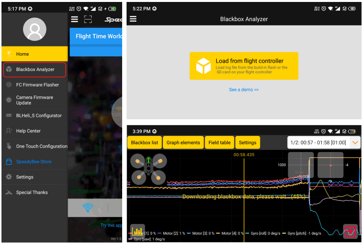 SpeedyBee Adapter 3 Built In Bluetooth and Blackbox Downloader - Black box data analyzing