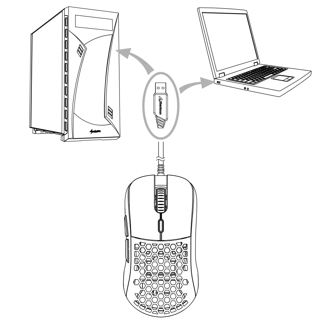 Sharkoon Light-2 180 Ultra Lightweight Gaming Mouse - Connecting the Gaming Mouse