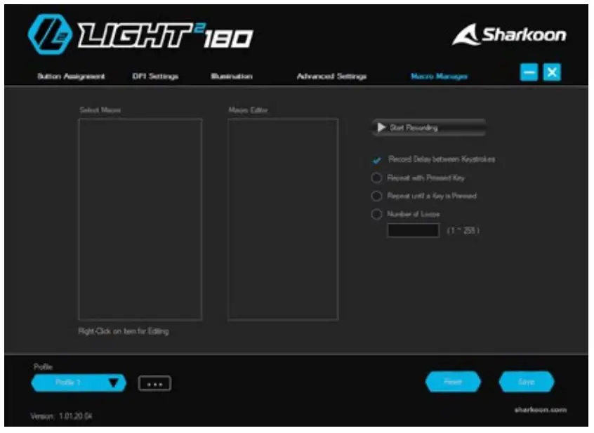 Sharkoon Light-2 180 Ultra Lightweight Gaming Mouse - Select Macro