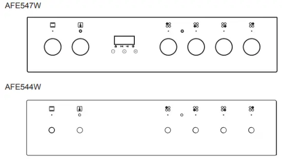 ARTUSI AFE547W 54cm Upright Cooker - Control panel
