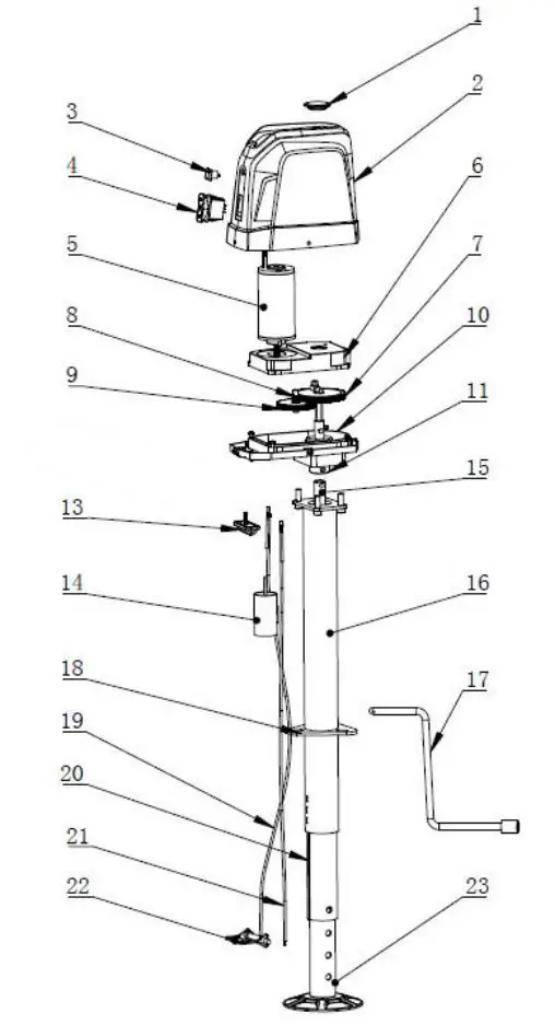 INTERTEK Electric Trailer Jack Owner’s Manual - EXPLODED VIEW
