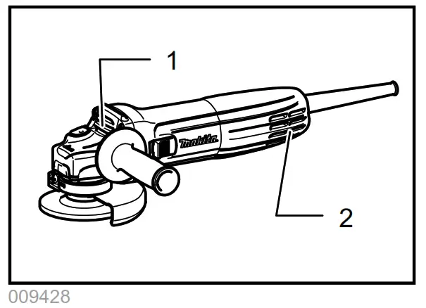 makita GA4030R 100mm Angle Grinder - Exhaust