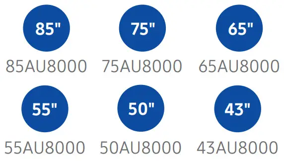 SAMSUNG UN75AU8000 4K Crystal - SIZE CLASS