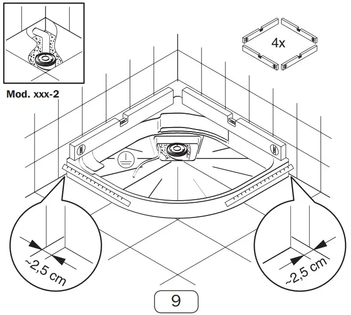 KALDEWEI 567 Superplan Shower Bath - ALIGNING THE SHOWER TUB CARRIER 1
