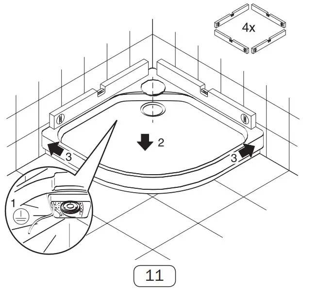 KALDEWEI 567 Superplan Shower Bath - ALIGNING THE SHOWER TUB