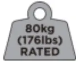 Rated weight is 80kg (176 lbs)