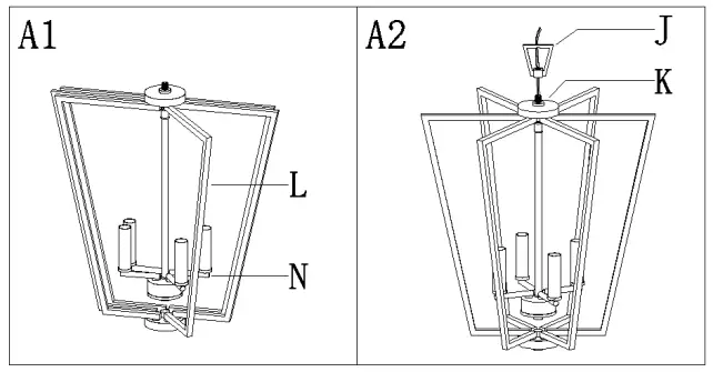 Uolfin-5069610-4-Light-Brushed-Gold-with-Geometric-Shape-Modern-Contemporary-Cage-Chandelier-FIG4