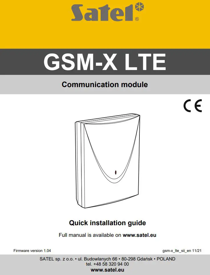 Satel GSM-X LTE Channel with 2 Remote Controls Installation Guide